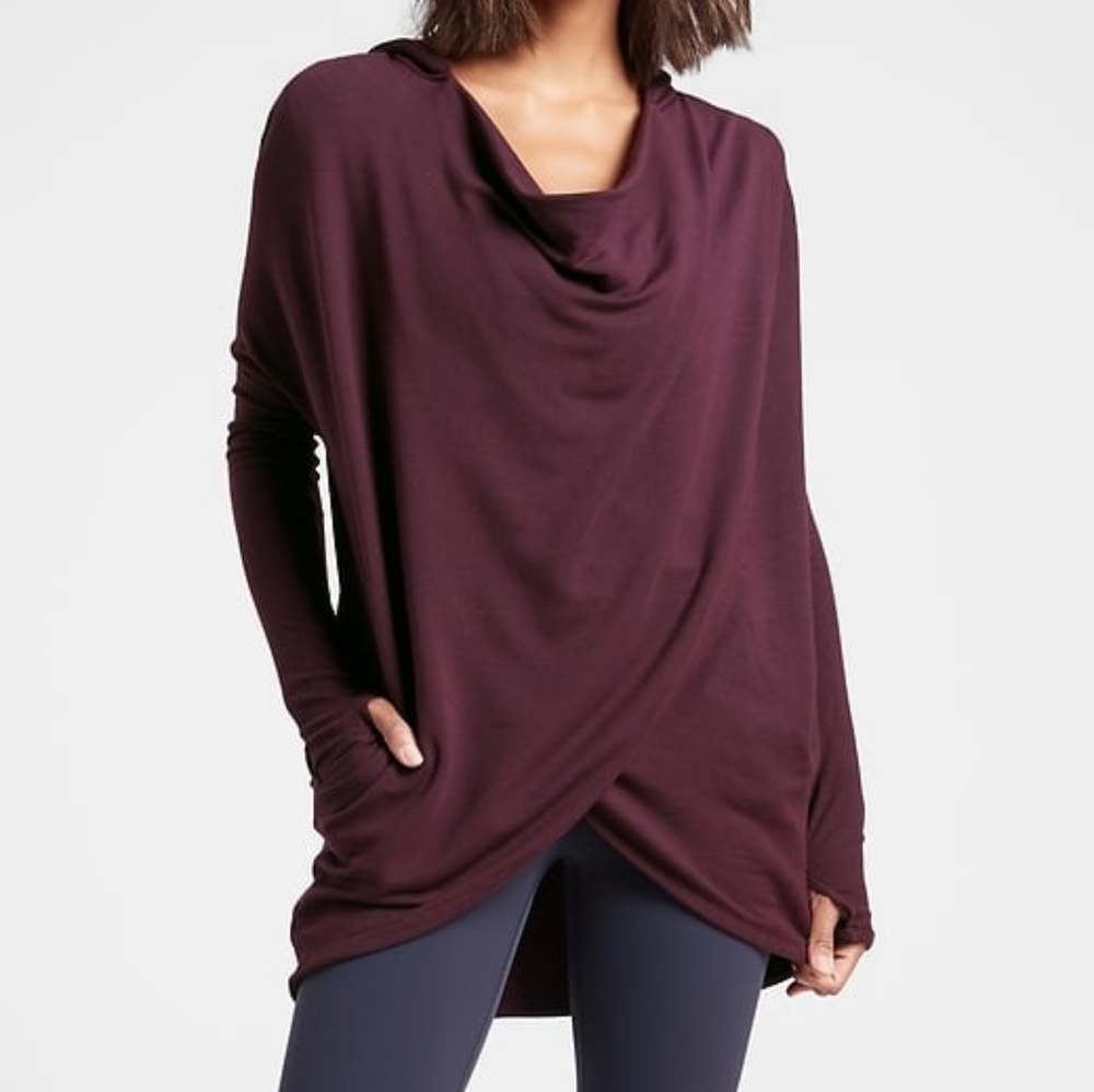 Athleta Cowl Neck Sweater in Rich Plum